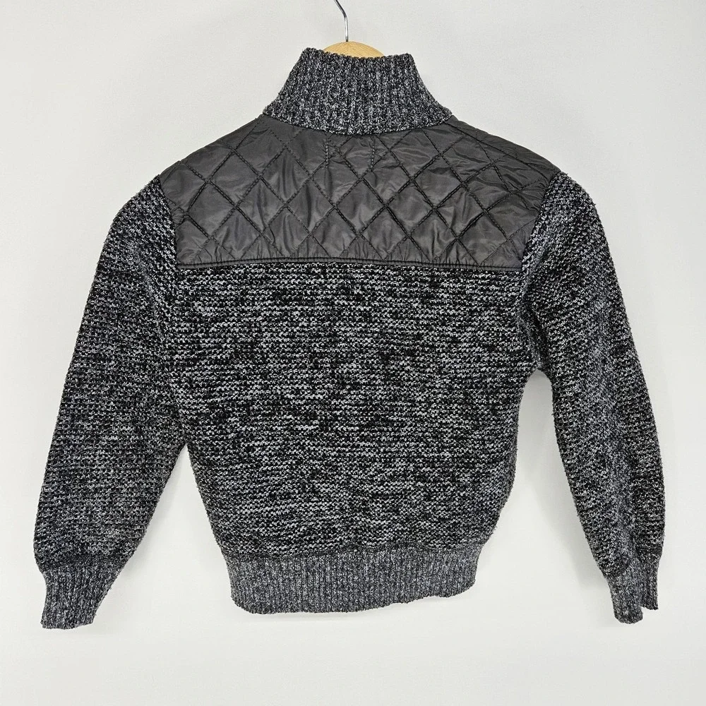Gioberti Knit Cardigan Sweater Boys 8‎ Gray Full Zip Fleece Quilted Yoke Jacket